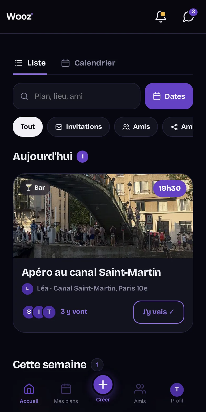Le fil de Wooz' avec les plans de tes amis